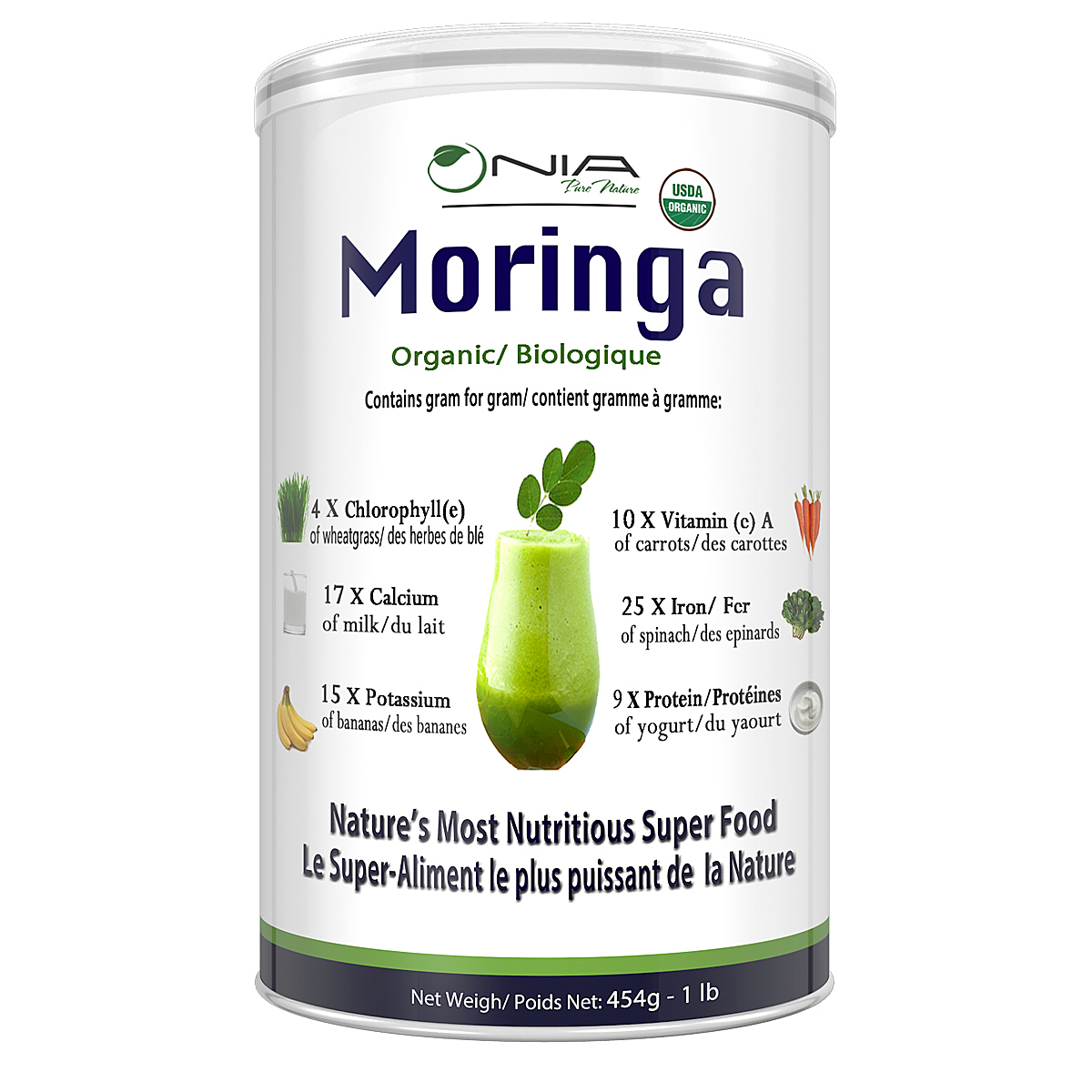 Poudre De Feuilles Organiques Moringa Oleifera 454g 1 Lb Nia