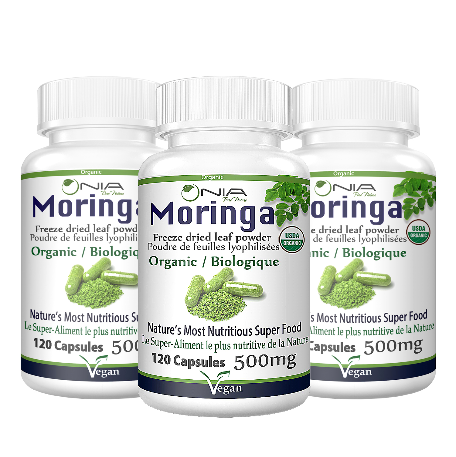 Nia Organic Moringa Capsules - 3 * 120 Vcaps (Bundle deal) - Moringa ...